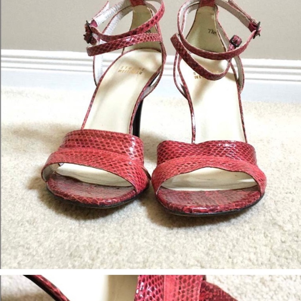 Stuart Weitzman Bold Pink Leather Stiletto Heels